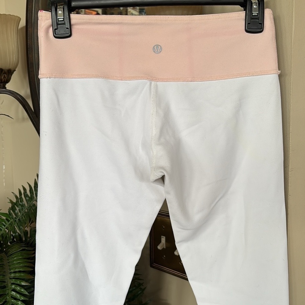 Lululemon Wunder Under Reversible Yoga Pants 2-in-1 White Leggings Pink Floral - Picture 5 of 16